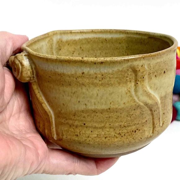 Studio Art Pottery Vintage Small Bowl with Handle Signed & Dated Bryan '93 Dip - Picture 1 of 9